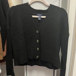 Black cropped button up sweater